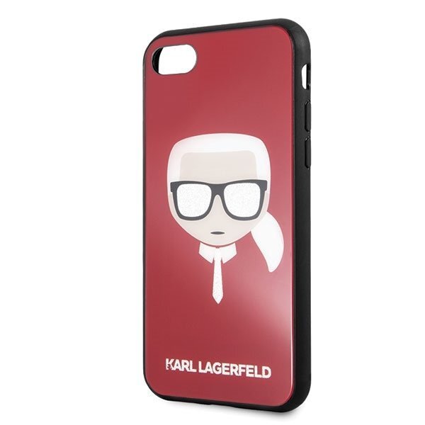 Karl Lagerfeld KLHCPXDLHRE iPhone X/Xs czerwony/red Iconic Glitter Karl`s Head kaina ir informacija | Telefono dėklai | pigu.lt