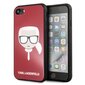 Karl Lagerfeld KLHCPXDLHRE iPhone X/Xs czerwony/red Iconic Glitter Karl`s Head kaina ir informacija | Telefono dėklai | pigu.lt