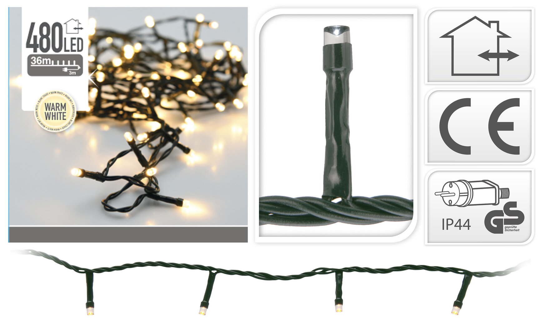 Kalėdinė girlianda, 480 LED kaina ir informacija | Girliandos | pigu.lt