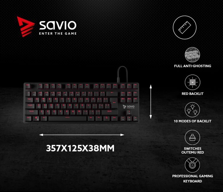 Savio Tempest RX Red kaina ir informacija | Klaviatūros | pigu.lt