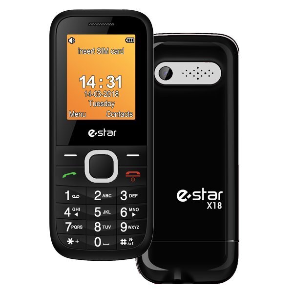 eStar X18, 0.5 GB, Dual SIM Black цена и информация | Mobilieji telefonai | pigu.lt