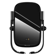 Automobilinis telefono laikiklis Baseus Rock Smart Vehicle Bracket Wireless Charger 10W, juodas (Wxhw01-01) kaina ir informacija | Telefono laikikliai | pigu.lt