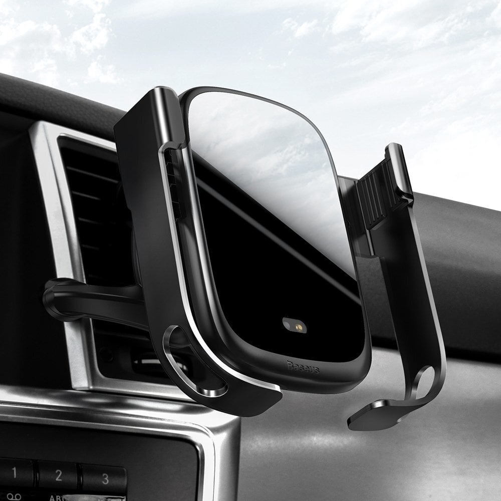 Automobilinis telefono laikiklis Baseus Rock Smart Vehicle Bracket Wireless Charger 10W, juodas (Wxhw01-01) цена и информация | Telefono laikikliai | pigu.lt