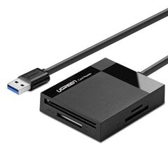 Ugreen CR125 kortelių skaitytuvas USB 3.0, 1 m, juodas kaina ir informacija | Adapteriai, USB šakotuvai | pigu.lt