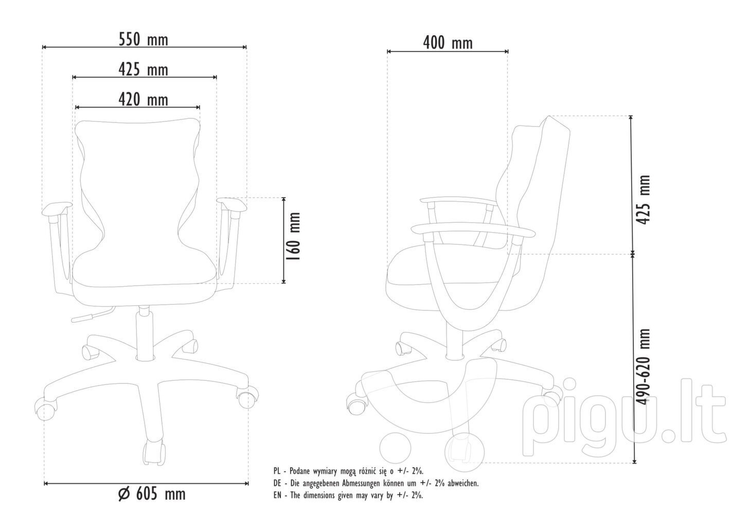 Ergonominė biuro kėdė Entelo Uni, pilka kaina ir informacija | Biuro kėdės | pigu.lt