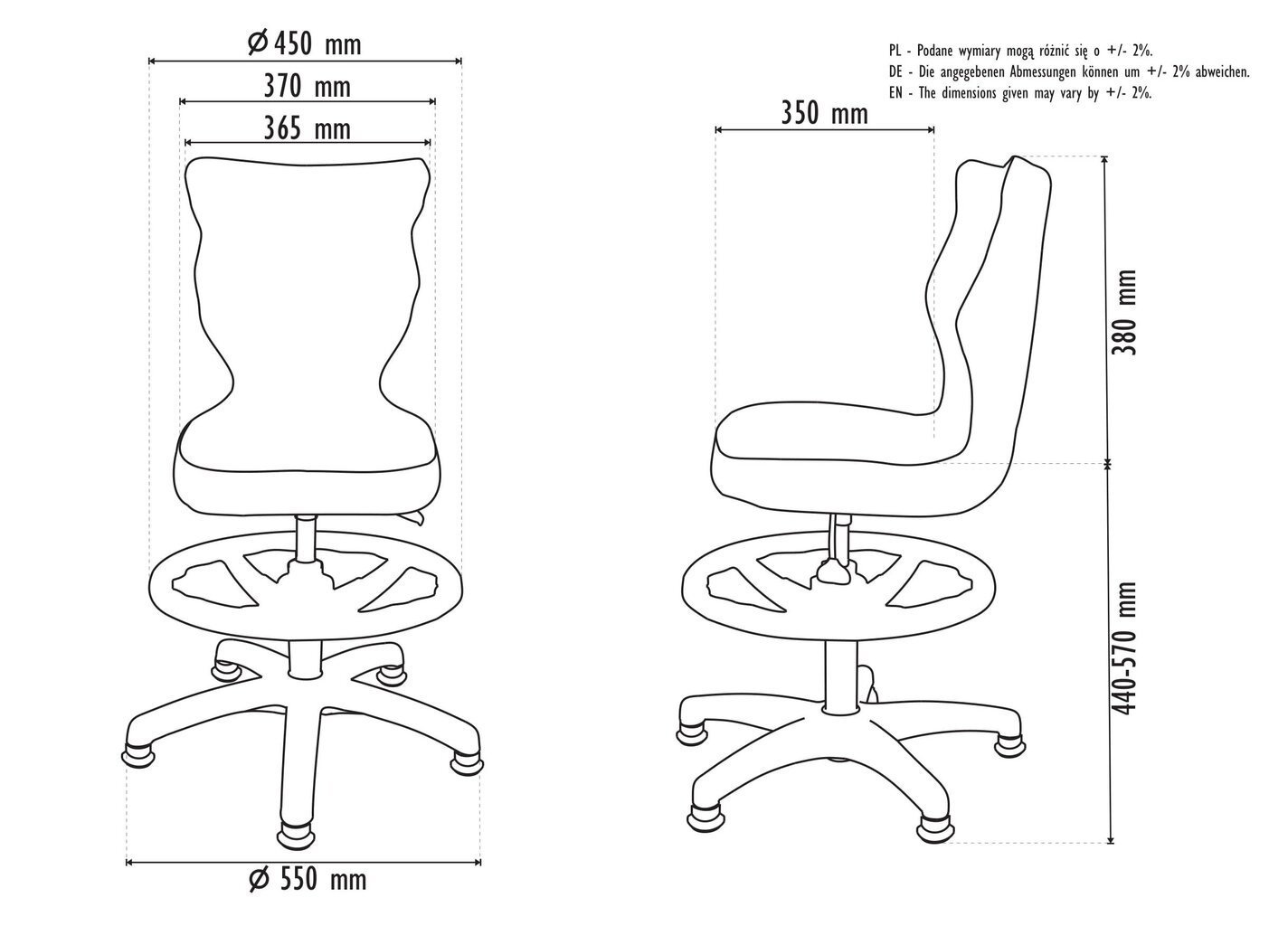 Ergonomiška vaikiška kėdė Entelo su atrama kojoms Good Chair Petit VS01 4, juoda/balta цена и информация | Biuro kėdės | pigu.lt