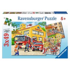 Dėlionė Ravensburger Fire Brigade Run, 3x49 d. цена и информация | Пазлы | pigu.lt