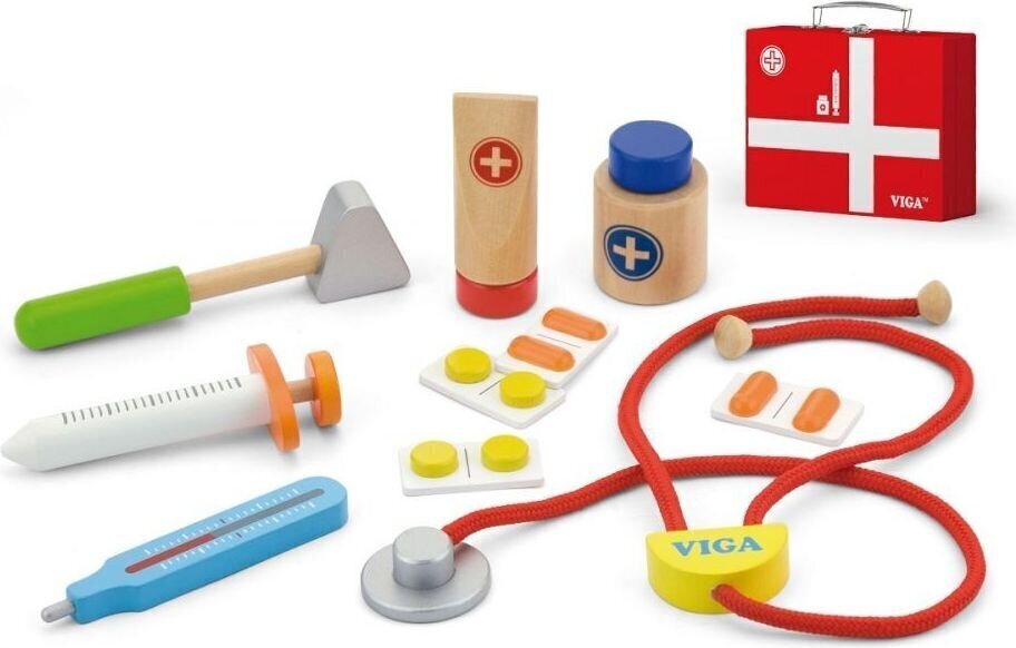 Medinis vaikiškas daktaro rinkinys lagamine Viga kaina ir informacija | Žaislai mergaitėms | pigu.lt