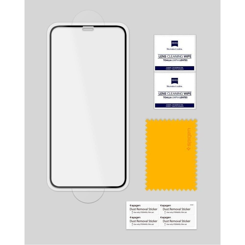 SPIGEN GLASS stiklas skirtas iPhone XI, iPhone XS, iPhone X, Juodas цена и информация | Apsauginės plėvelės telefonams | pigu.lt