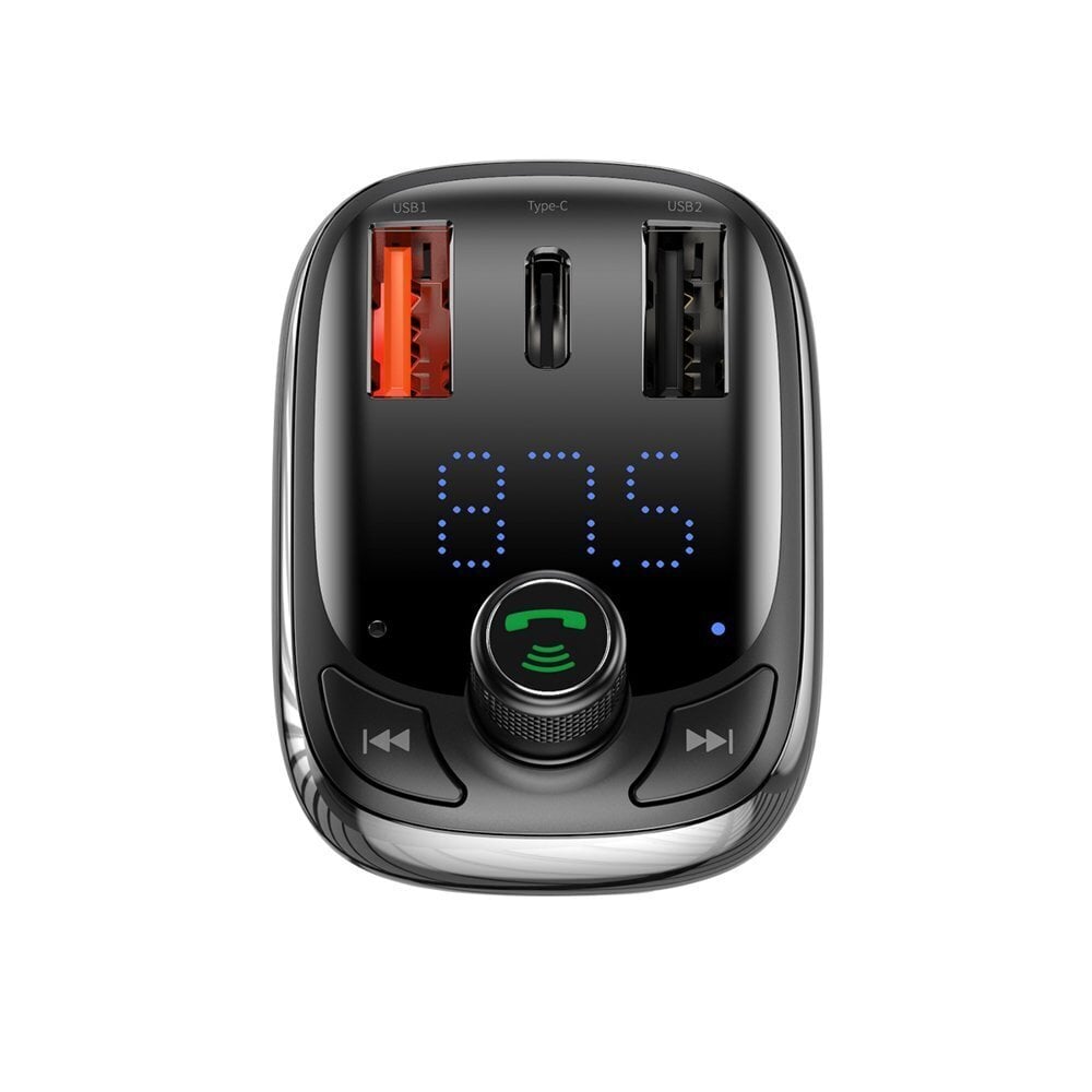 Автомобильное зарядное устройство Baseus T-Typed Bluetooth FM Transmitter  MP3 Car Charger 2x Type C QC 4.0 цена | pigu.lt