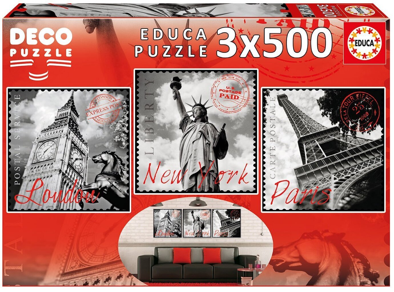 Dėlionė Big Cities, 3 vnt. x 500 detalių цена и информация | Dėlionės (puzzle) | pigu.lt