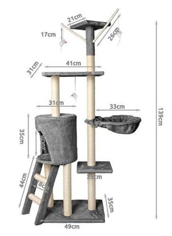 Draskyklė namelis Fortas Grey, 138 cm цена и информация | Draskyklės | pigu.lt