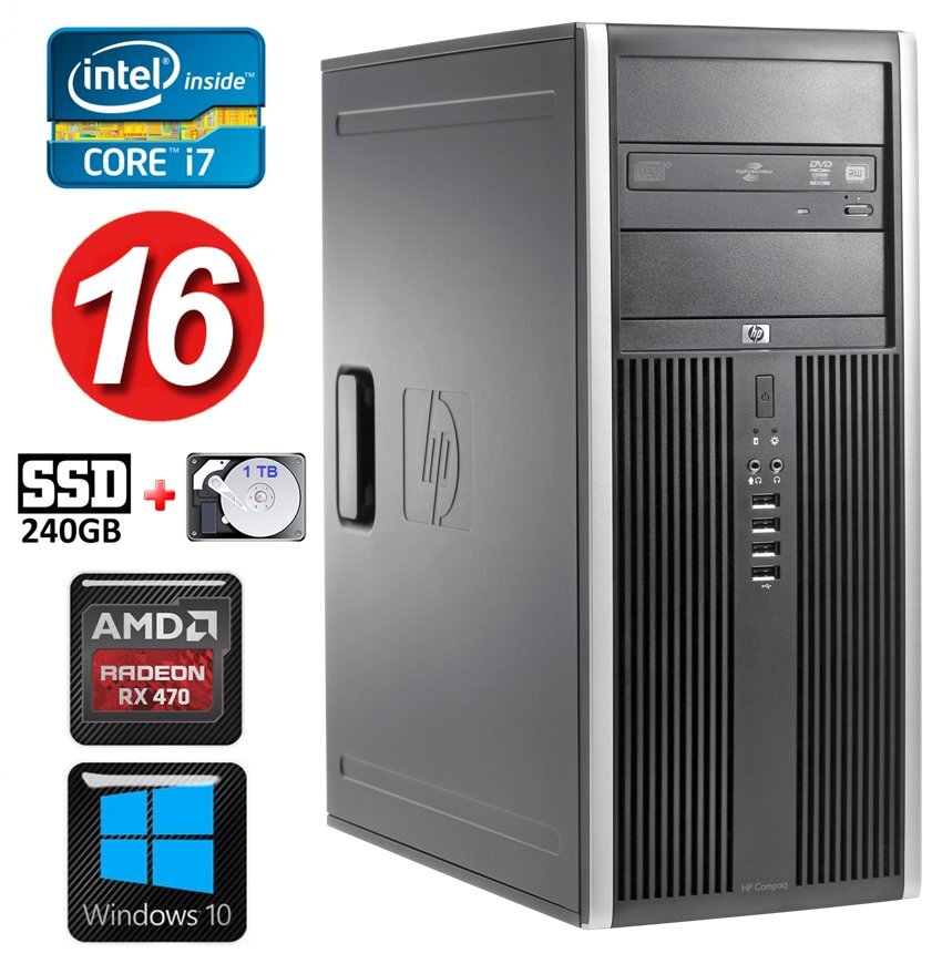 HP 8100 Elite MT i7-860 16GB 240SSD+1TB RX470 8GB DVD WIN10 цена и информация | Stacionarūs kompiuteriai | pigu.lt