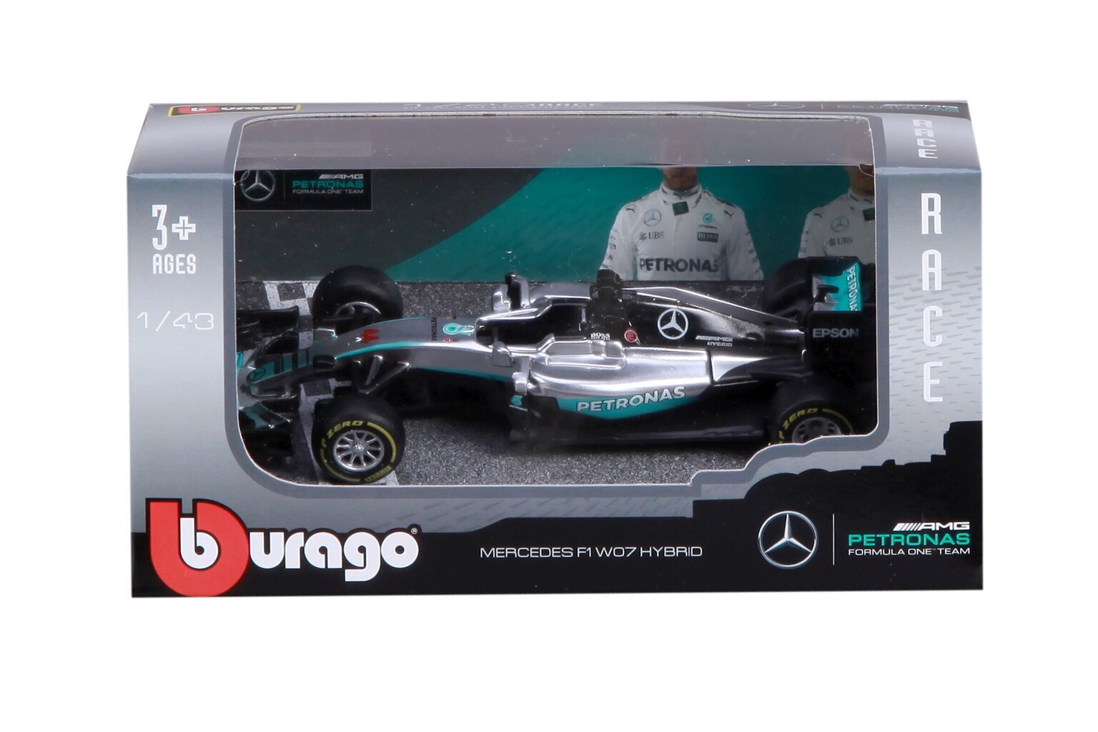 Automodelis Burrago 1/43 Racing 2016 Mercedes AMG Petronas W07 Hybrid, 18-38026 цена и информация | Žaislai berniukams | pigu.lt