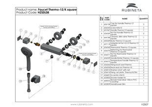 Смеситель для душа Rubineta Thermo-12/K SQ цена и информация | Смесители | pigu.lt