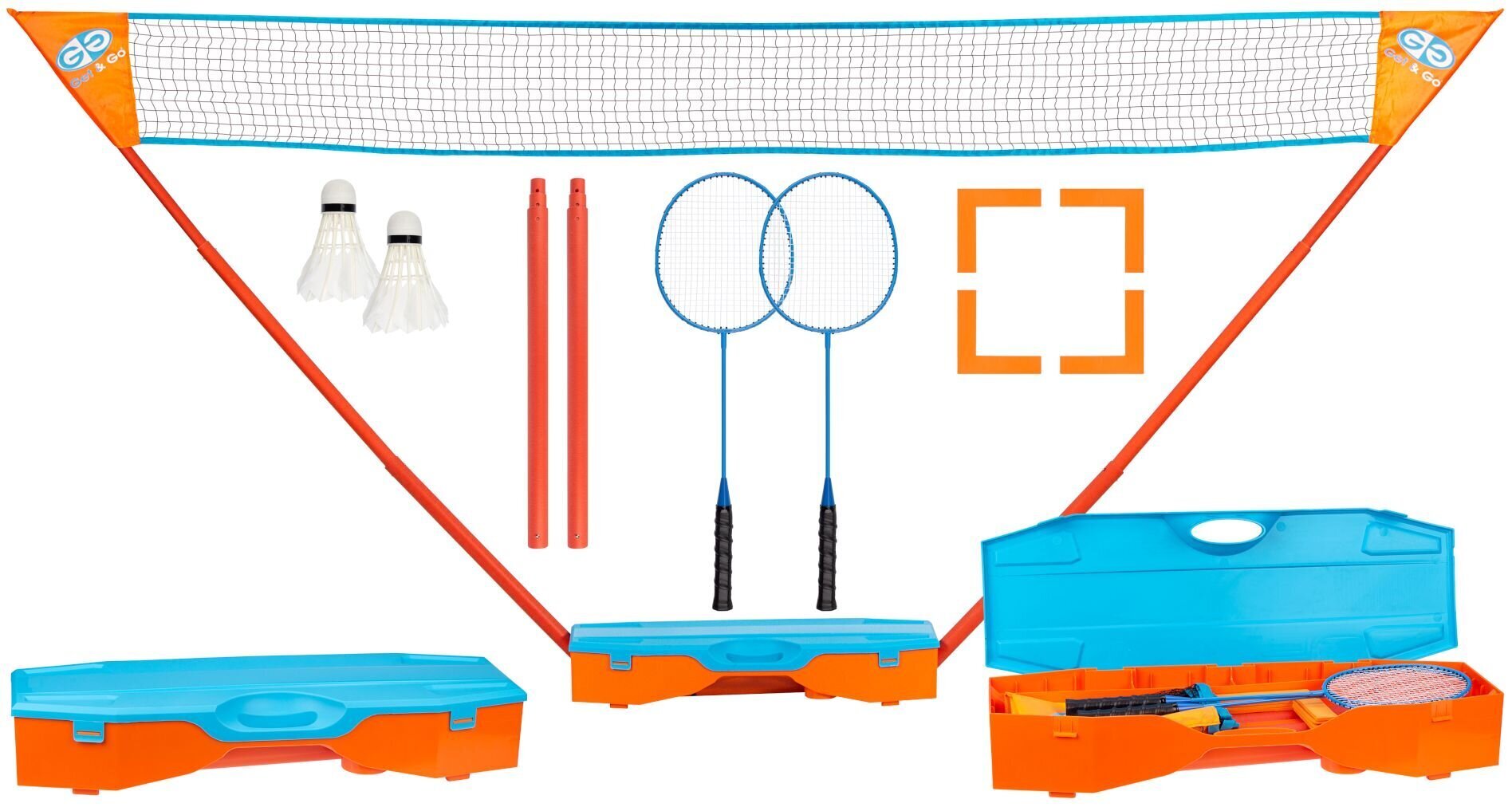 Badmintono rinkinys Get&Go Instant, mėlynas/oranžinis цена и информация | Badmintonas | pigu.lt