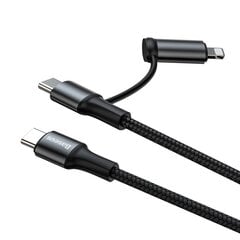 Кабель Baseus Twins 2в1 USB Typ C PD - USB Typ C Power Delivery (60 Вт, 20 В, 3 А) + Lightning (9 В, 2 А), 1 м, черный (CATLYW-H01) цена и информация | Кабели для телефонов | pigu.lt