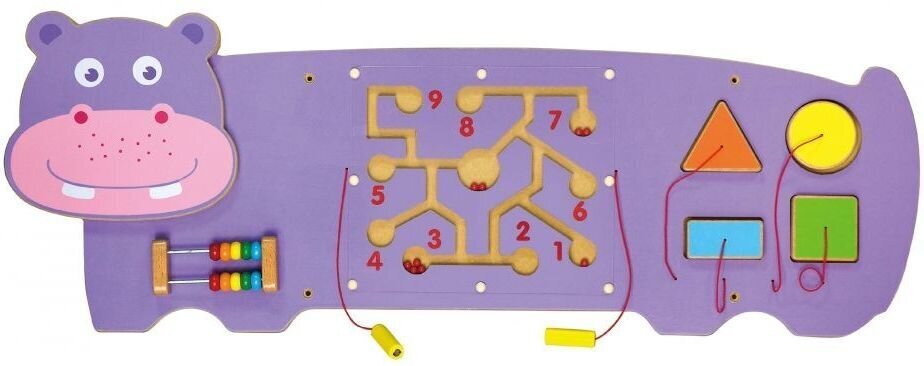 Daugiafunkcinis medinis pakabinamas sieninis žaidimas „Hipopotamas“ kaina ir informacija | Žaislai kūdikiams | pigu.lt