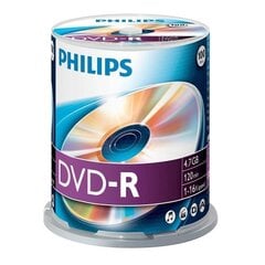 Компакт-диск Philips DVD-R 4.7GB CAKE BOX, 100 шт. цена и информация | Виниловые пластинки, CD, DVD | pigu.lt