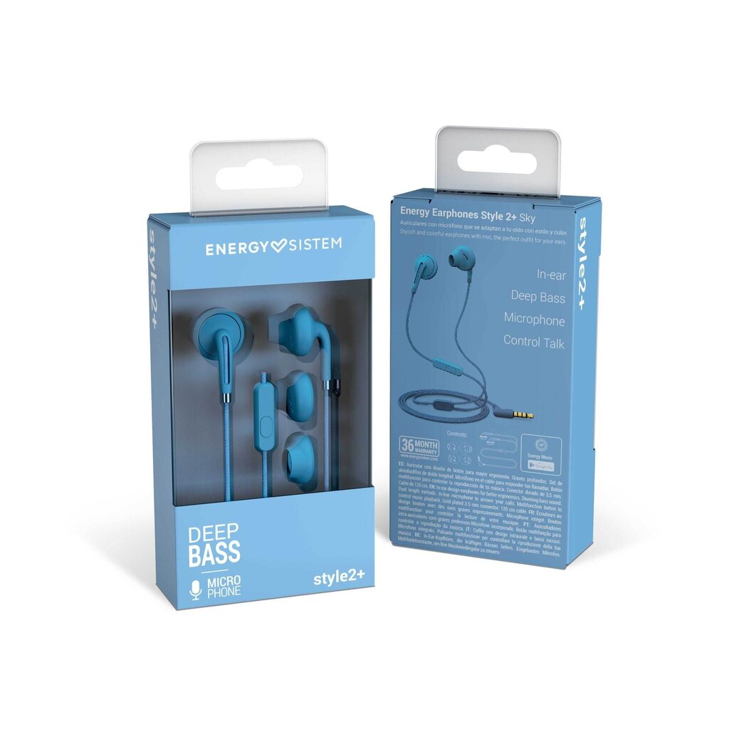 Energy Sistem Earphones Style 2+ Sky kaina ir informacija | Ausinės | pigu.lt