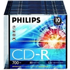 Philips CD-R 80 700MB SLIM CASE 10 цена и информация | Виниловые пластинки, CD, DVD | pigu.lt