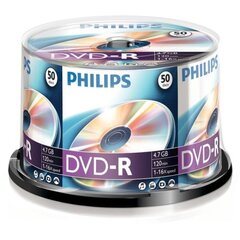 Компакт-диск Philips DVD-R 4.7GB CAKE BOX, 50 шт. цена и информация | Виниловые пластинки, CD, DVD | pigu.lt