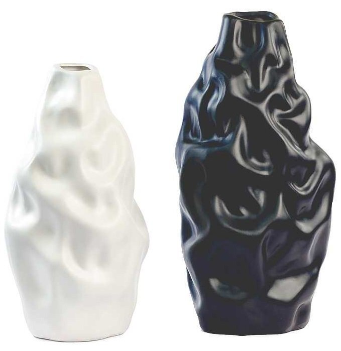 Vaza Glamžyta, balta, 31 cm kaina ir informacija | Vazos | pigu.lt