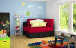 Sofa NORE Rosa, raudona/juoda kaina ir informacija | Sofos | pigu.lt