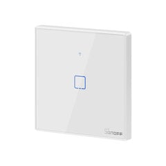 Išmanusis liečiamas sieninis jungiklis Sonoff T2EU1C-TX, 1 kanalo, 600W, 230VAC, valdomas liečiamu mygtuku, programėle, Wi-Fi, galimybė valdyti balsu ir SONOFF pulteliu (SONOFF pultelis į komplektaciją neįeina) kaina ir informacija | Apsaugos sistemos, valdikliai | pigu.lt