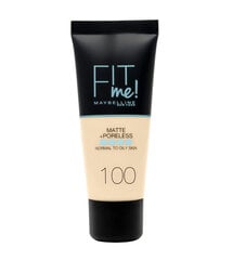 Жидкая тональная основа Maybelline New York Fit Me! Matte & Poreless, 100 Warm Ivory, 30 мл цена и информация | Пудры, базы под макияж | pigu.lt