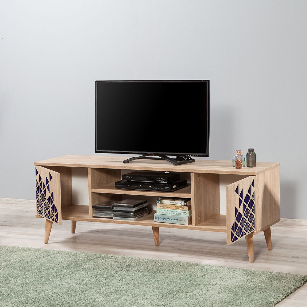 TV staliukas Selsey Smartser 140 cm, mėlynas kaina ir informacija | TV staliukai | pigu.lt