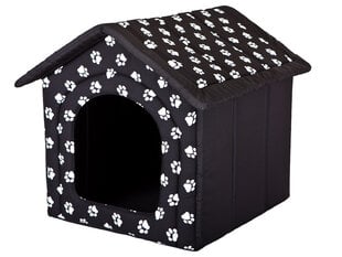 Лежак-конура Hobbydog R1 следы, 38x32x38 см, черный цена и информация | Лежаки, домики | pigu.lt