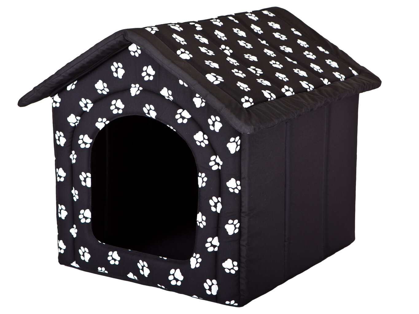 Guolis-būda Hobbydog R2 pėdutės, 44x38x45 cm, juodas kaina ir informacija | Guoliai, pagalvėlės | pigu.lt