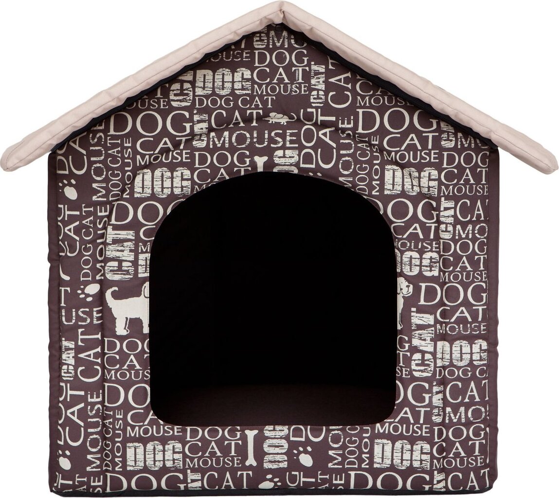 Guolis-būda Hobbydog R2 užrašai, 44x38x45 cm, rudas kaina ir informacija | Guoliai, pagalvėlės | pigu.lt