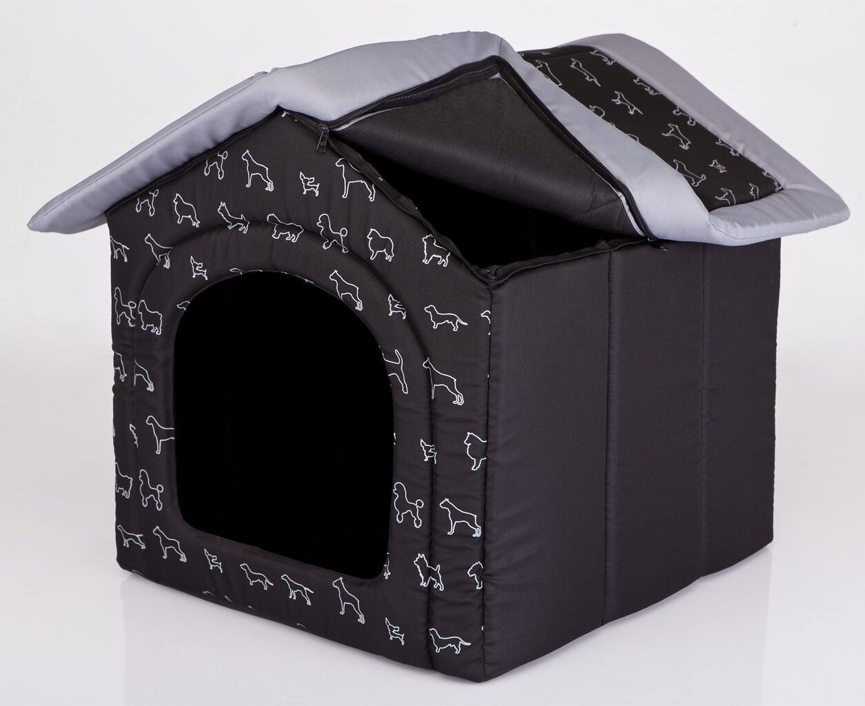 Guolis-būda Hobbydog R3 šuniukai, 52x46x53 cm, juodas kaina ir informacija | Guoliai, pagalvėlės | pigu.lt
