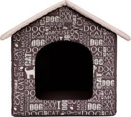 Guolis-būda Hobbydog R4 užrašai, 60x55x60 cm, rudas kaina ir informacija | Guoliai, pagalvėlės | pigu.lt