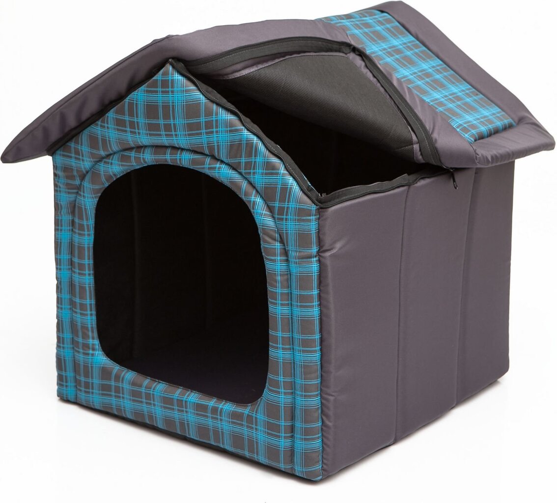 Guolis-būda Hobbydog R4 langeliai, 60x55x60 cm, pilkas/mėlynas kaina ir informacija | Guoliai, pagalvėlės | pigu.lt
