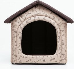 Guolis-būda Hobbydog R4 kauliukai, 60x55x60 cm, smėlio spalvos kaina ir informacija | Guoliai, pagalvėlės | pigu.lt