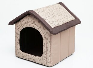 Guolis-būda Hobbydog R4 kauliukai, 60x55x60 cm, smėlio spalvos kaina ir informacija | Guoliai, pagalvėlės | pigu.lt