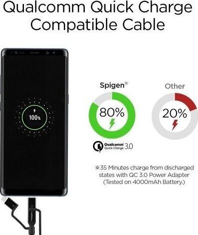 Kabelis Spigen C10i3 3in1 Type-C & Lightning & Micro-USB, 150cm, juodas kaina ir informacija | Laidai telefonams | pigu.lt