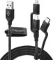Kabelis Spigen C10i3 3in1 Type-C & Lightning & Micro-USB, 150cm, juodas kaina ir informacija | Laidai telefonams | pigu.lt