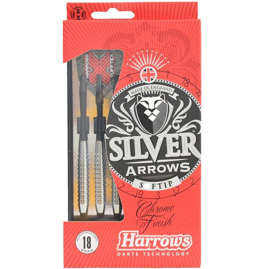 Smiginio strėlytės HARROWS&nbsp;Silver Arrow&nbsp;minkštais antgaliais&nbsp;18 g kaina ir informacija | Smiginis | pigu.lt