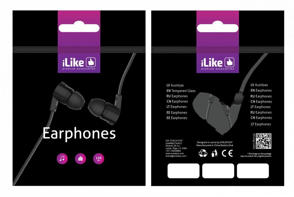 ILike Earphones IEA01BK, juodos цена и информация | Ausinės | pigu.lt