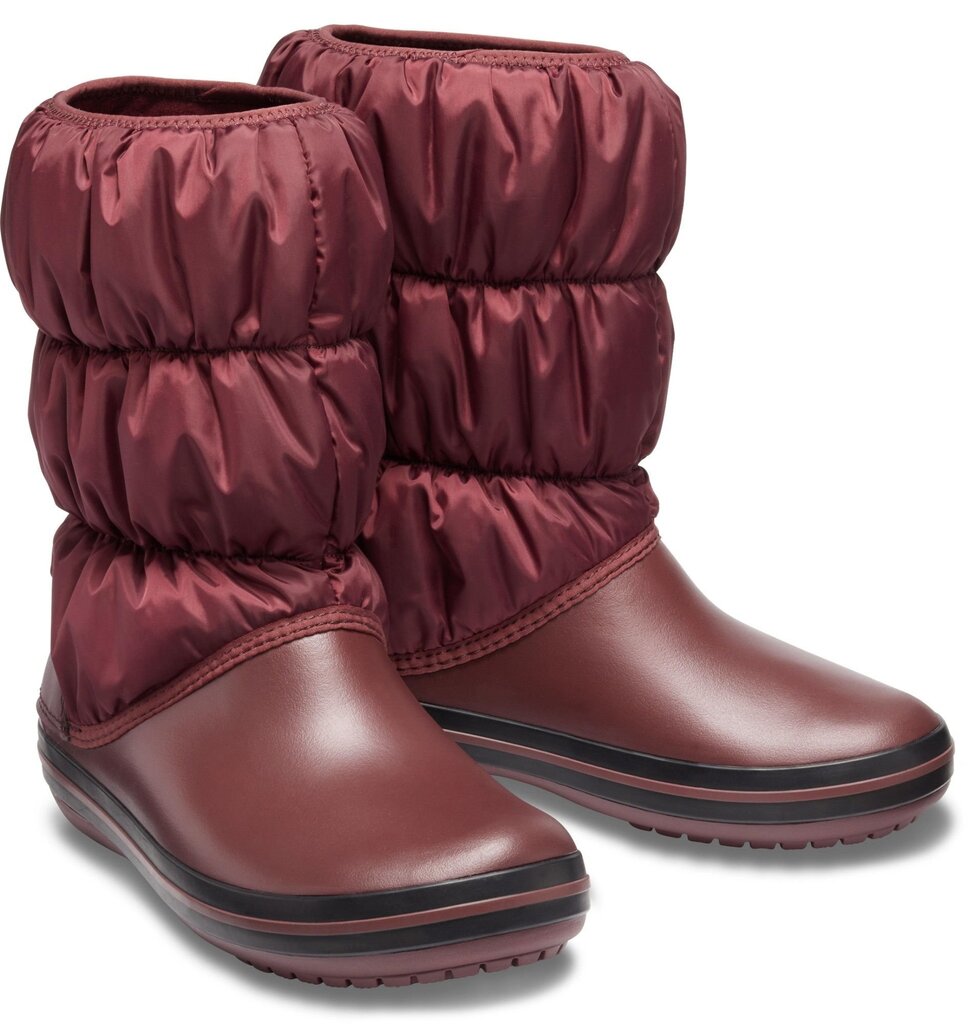 Crocs™ aulinukai žiemai Winter Puff Boot, Burgundy/Black kaina ir informacija | Žieminiai batai vaikams | pigu.lt