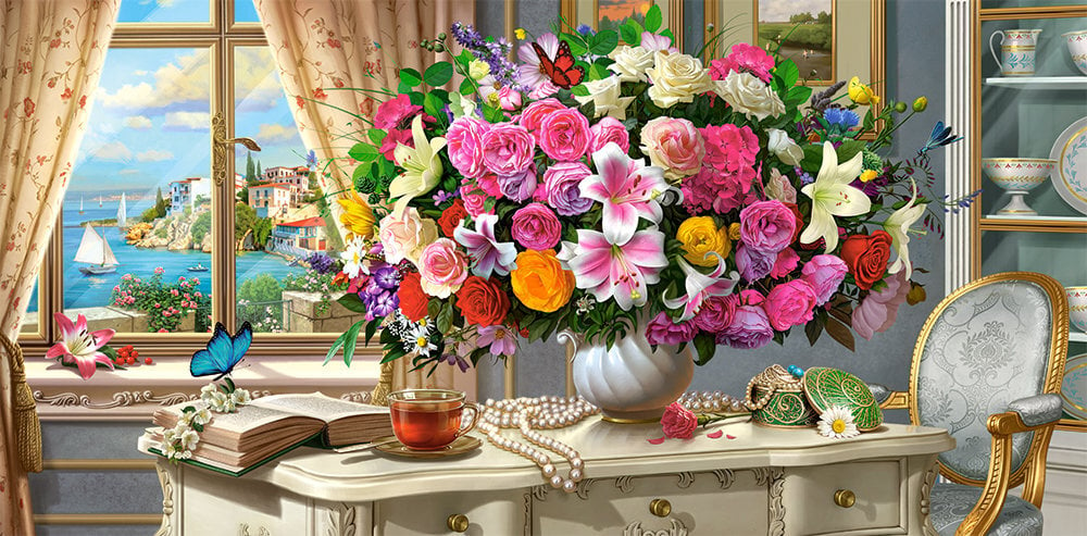 Dėlionė Castorland Puzzle Summer Flowers and Cup of Tea, 4000 d. цена и информация | Dėlionės (puzzle) | pigu.lt