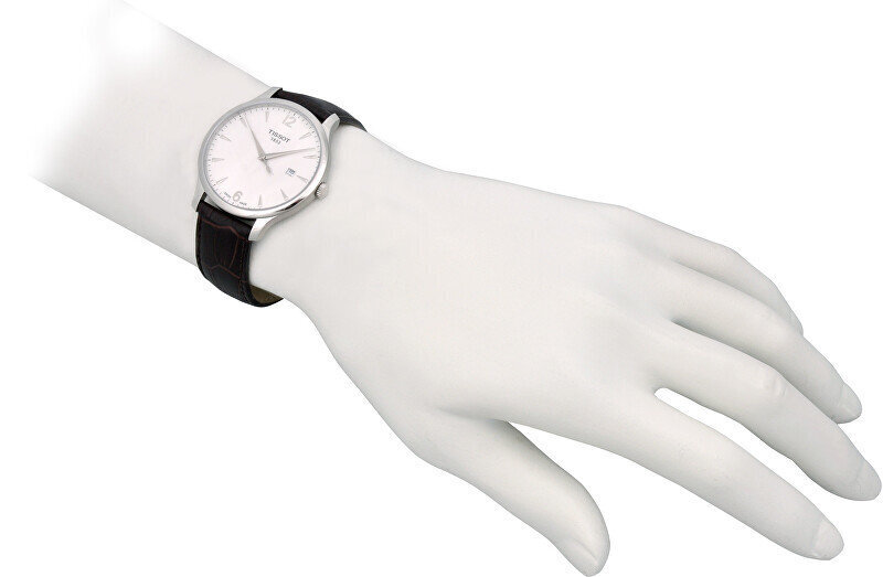 Tissot moteriškas laikrodis T-Classic T-Tradition T063.610.16.037.00, ruda/sidabrinė spalva kaina ir informacija | Moteriški laikrodžiai | pigu.lt