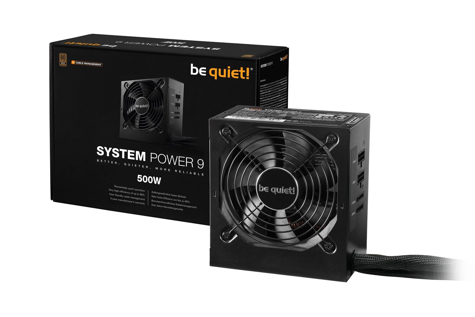 Be Quiet! System Power 9 CM - 500W BN301 kaina ir informacija | Maitinimo šaltiniai (PSU) | pigu.lt