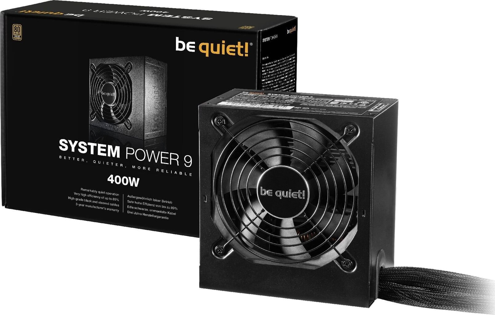 Power Supply|BE QUIET|400 Watts|Efficiency 80 PLUS BRONZE|PFC Active|MTBF 100000 hours|BN300 цена и информация | Maitinimo šaltiniai (PSU) | pigu.lt