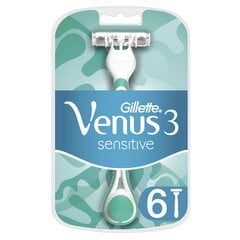 Одноразовые бритвы для женщин Gillette Venus 3 Sensitive, 6 шт. цена и информация | Косметика и средства для бритья | pigu.lt