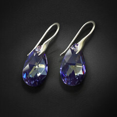 Серебряные серьги "Барокко (Tanzanite AB)" с кристаллами Swarovski™ цена и информация | Серьги | pigu.lt